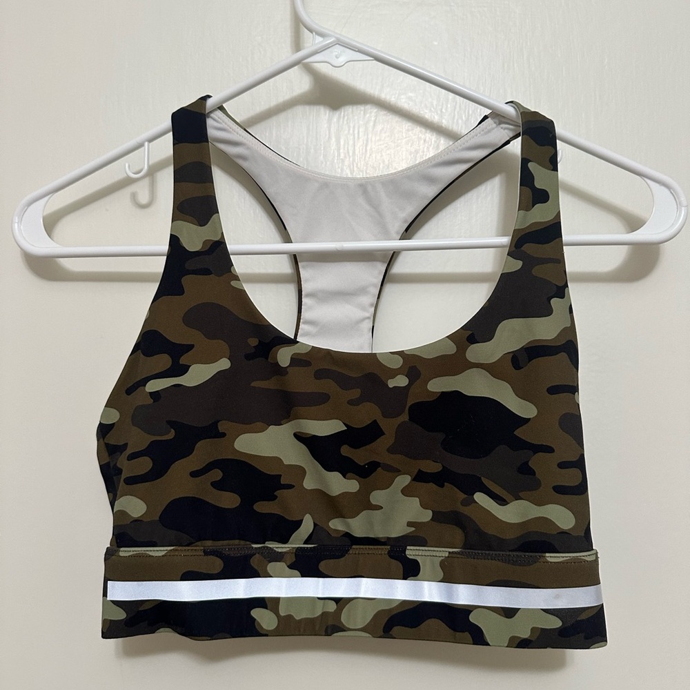 Zyia Light Green Camo Reflective Soft n Snug Racer Bra